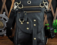 Cool Leather Utility Drop Leg Bag Belt Pouch Mens Waist Bag Shoulder Bag for Men