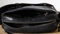 Genuine Leather Mens Cool Small Messenger Bag Sling Bag Chest Bag Bike Bag Cycling Bag for men