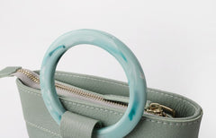 Cute Green Leather Womens Mini Bucket Purse Handbag Barrel Shoulder Bag for Women