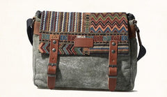 Vintage Mens Canvas Gray Cool Side Bag Messenger Bag Shoulder Bag for Men