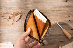 Cool Leather Mens Small Front Pocket Wallet Vintage billfold Wallets for Men