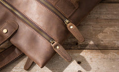 Coffee Leather Mens Cool Sling Bag Sling Shoulder Bags Chest Bags for men