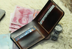 Vintage Leather Mens Slim Small Wallet Leather Small Wallets billfold Wallet for Men