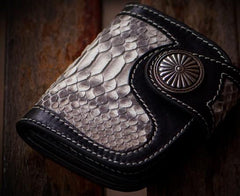 cool wallets for men​ Handmade Leather Wallet Biker Wallet Snake Skin Wallet Cool Wallets for Men Biker Chain Wallet