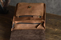 Vintage Brown Leather Mens Backpack Satchel Backpack School Backpack for men