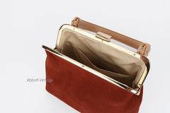 Vintage Leather Womens Frame Handbag Frame Purse Handbag for Women