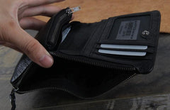Genuine Leather Mens Cool billfold Punk Rock Leather Wallet Men Small Wallets Bifold for Men