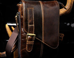 Mens Leather Small Side Bag COURIER BAGs Waist Pouch Holster Belt Case Belt Pouch for Men