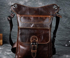 Cool Biker Leather Drop Leg Bag Mens Belt Pouch Waist Bag Shoulder Bag for Men
