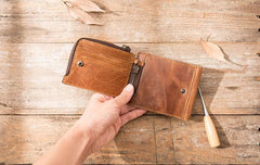 Cool Leather Mens Trifold Slim Front Pocket Wallets billfold Small Wallet for Men