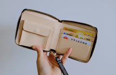 Handmade LEATHER Womens Zipper Small Wallet Leather Wristlet Small Wallet FOR Women