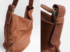 Handmade LEATHER WOMENs Bucket Crossbody Purse Barrel SHOULDER BAG FOR WOMEN