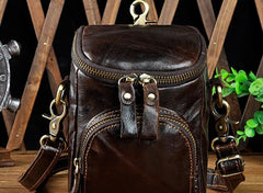 Leather Mens Cell Phone Holster Belt Pouch Waist Bag Mens Side Bag Shoulder Bag for Men