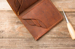 Handmade Leather Mens Small Wallets Bifold Vintage Slim billfold Wallet for Men