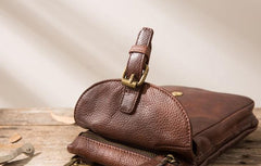 Cool Leather Coffee Belt Pouches Mens Waist Bag Shoulder Bag for Men