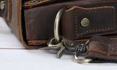 Vintage Coffee Leather Mens Briefcases Work Bag Laptop Bag Business Bag for Men