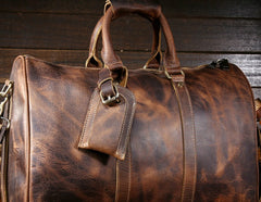 Vintage Leather Mens Large Weekender Bag Travel Bag Duffle Bag