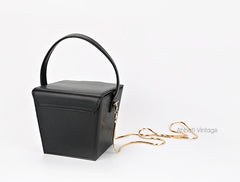 Cute Leather Black Womens Mini Box Purse Handbag Barrel Shoulder Bag for Women