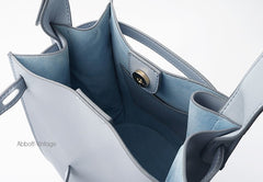 Stylish Leather Blue Womens Bucket Purse Crossbody Bag Barrel Shoulder Bag for Women