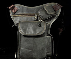 Cool Biker Mens Leather Drop Leg Bag Waist Bag Side Bag Belt Pouch Shoulder Bag for Men