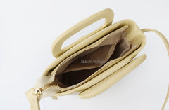 Cute Leather Yellow Womens Mini Bucket Purse Handbag Barrel Shoulder Bag for Women