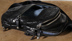 Handmade Genuine Leather Mens Cool Chest Bag Sling Bag Crossbody Bag Travel Bag Hiking Bag for men