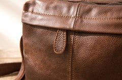 Cool Small Leather Black Mens Messenger Bags Shoulder Bags  for Men