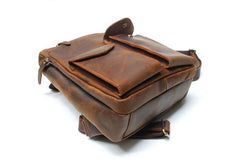 Cool Brown Leather Mens Backpack Travel Backpacks Laptop Backpack for men
