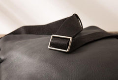 Small Cool Black Square Leather Mens Messenger Bags Shoulder Bags for Men