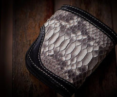 Handmade Leather Wallet Biker Wallet Snake Skin Wallet Cool Wallets for Men Biker Chain Wallet