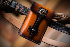Handmade Biker Leather Belt Pouch Mens Cases Waist Bags Hip Pack Belt Bag for Men