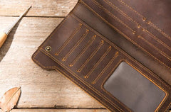 Vintage Cool Mens long Wallet Leather Wallet Long Wallet for Men