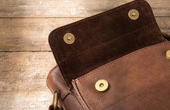 Cool Small Leather Coffee Mens Messenger Bags Shoulder Bags for Men