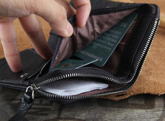 Handmade Genuine Leather Mens Cool Slim Leather billfold Wallet Men Small Wallets Bifold for Men