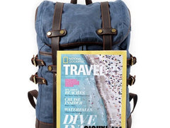 Waxed Canvas Mens Travel Backpack Canvas Hiking Backpack Canvas Backpack for Men