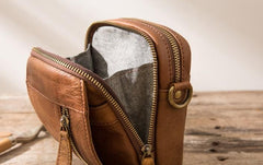 Leather Belt Pouch Belt Cases Mens Waist Bag Small Shoulder Bag for Men
