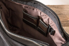 Black Large Leather Mens Cool Messenger Bags Shoulder Bags  for Men