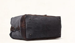 Gray Mens Leather Canvas Large Weekender Bag Canvas Travel Bag for Men