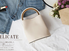 Cute Leather Womens Mini Bucket Handbag Crossbody Purse Barrel Shoulder Bag for Women
