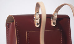 Handmade Leather Beige Mini Backpack Cute Saddle Backpack for women