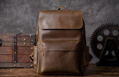 Vintage Leather Mens Backpack Travel Backpack Cool Satchel Backpack for men