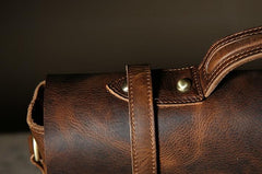 Handmade Leather Mens Cool Messenger Bag Briefcase Work Bag Business Bag Laptop Bag for men