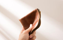 Cool Leather Mens Small Front Pocket Wallet Vintage billfold Wallets for Men