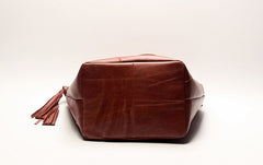 Vintage LEATHER WOMEN Bucket Bag SHOULDER BAG Purse with Tassel FOR WOMEN