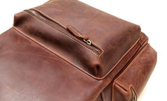 Vintage Coffee Mens Leather Backpack Travel Backpacks Laptop Backpack for men