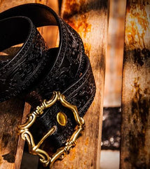Handmade Black Leather Mens Belts Custom Cool Leather Men Belt for Men