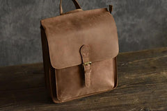 Vintage Brown Leather Mens Backpack Satchel Backpack School Backpack for men