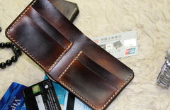 Vintage Leather Mens Slim Small Wallet Leather Small Wallets billfold Wallet for Men