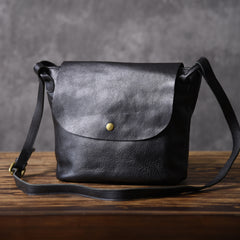 Leather Women Bucket Bag Black Shoulder Bag For Women