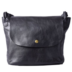Leather Women Bucket Bag Black Shoulder Bag For Women